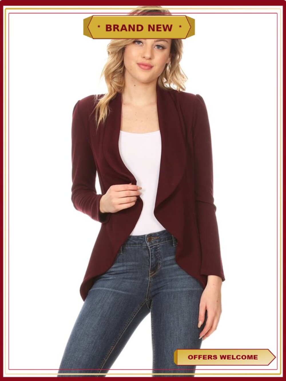 Women's Casual Long Sleeve Solid Open Blazer Jacket